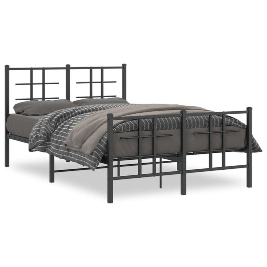 vidaXL Metal Bed Frame without Mattress with Footboard Black 120x200cm