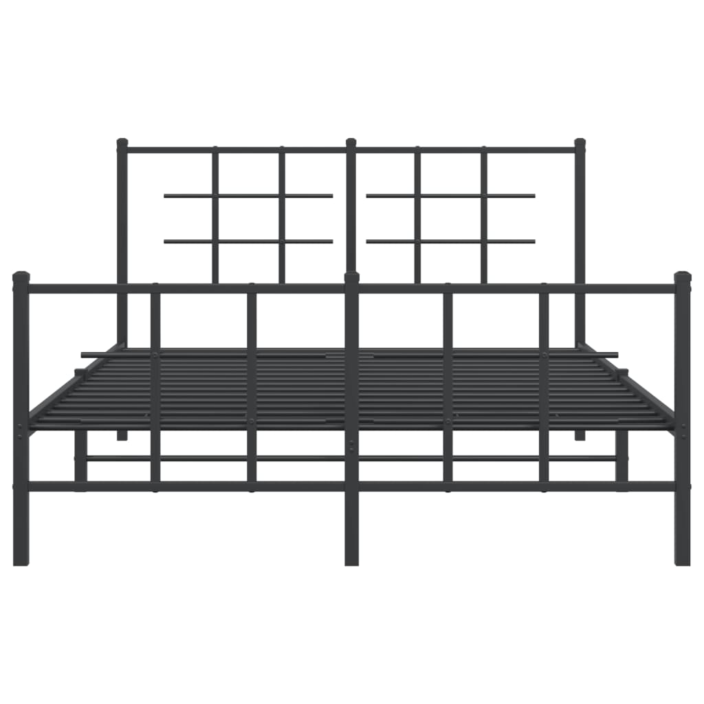 vidaXL Metal Bed Frame without Mattress with Footboard Black 135x190cm