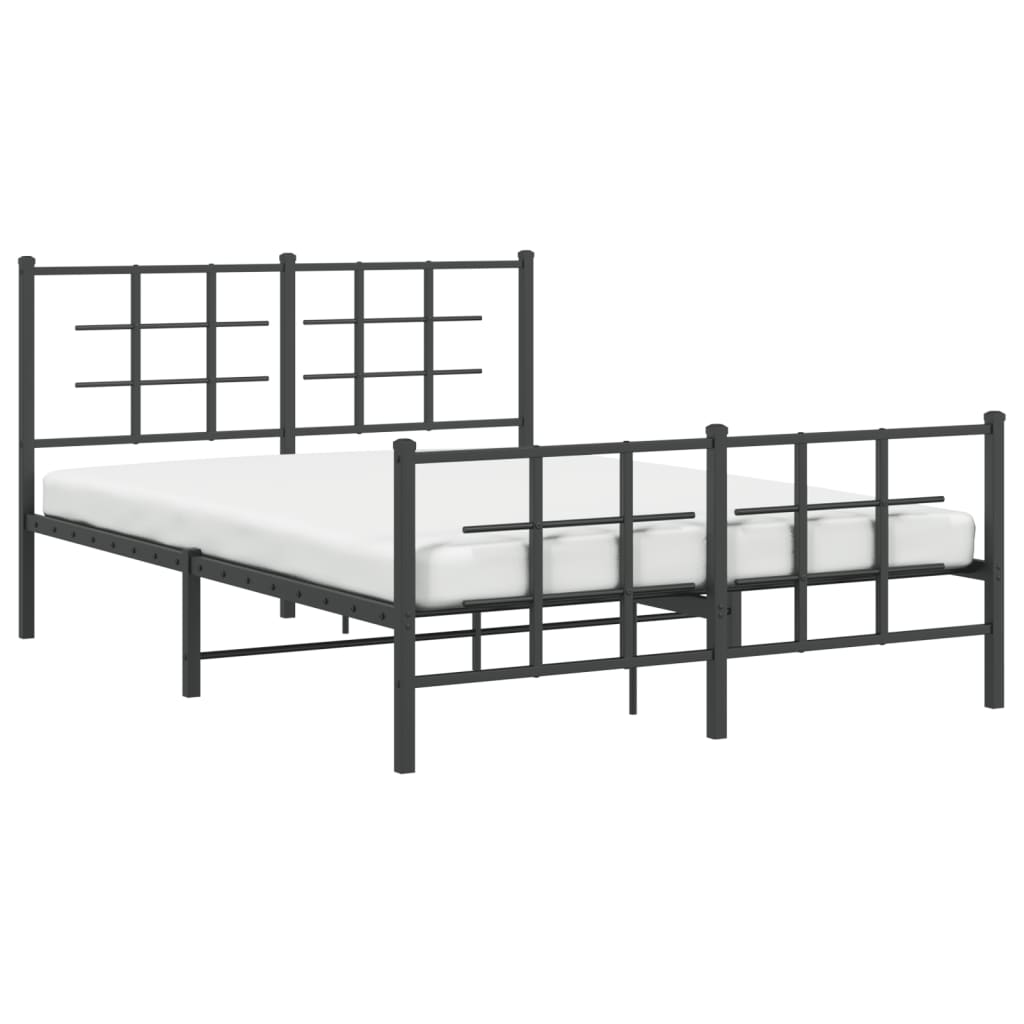 Bed Frame | Black | Powder-Coated Steel | 140x190 cm | Modern | Bed Frame