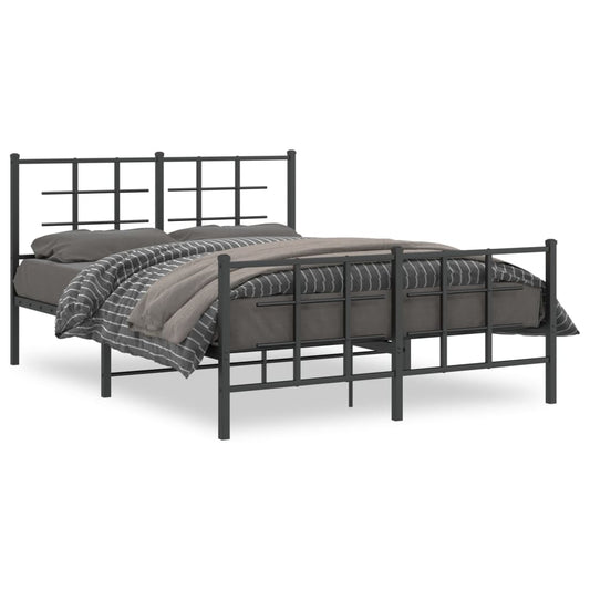 vidaXL Metal Bed Frame without Mattress with Footboard Black 140x200cm