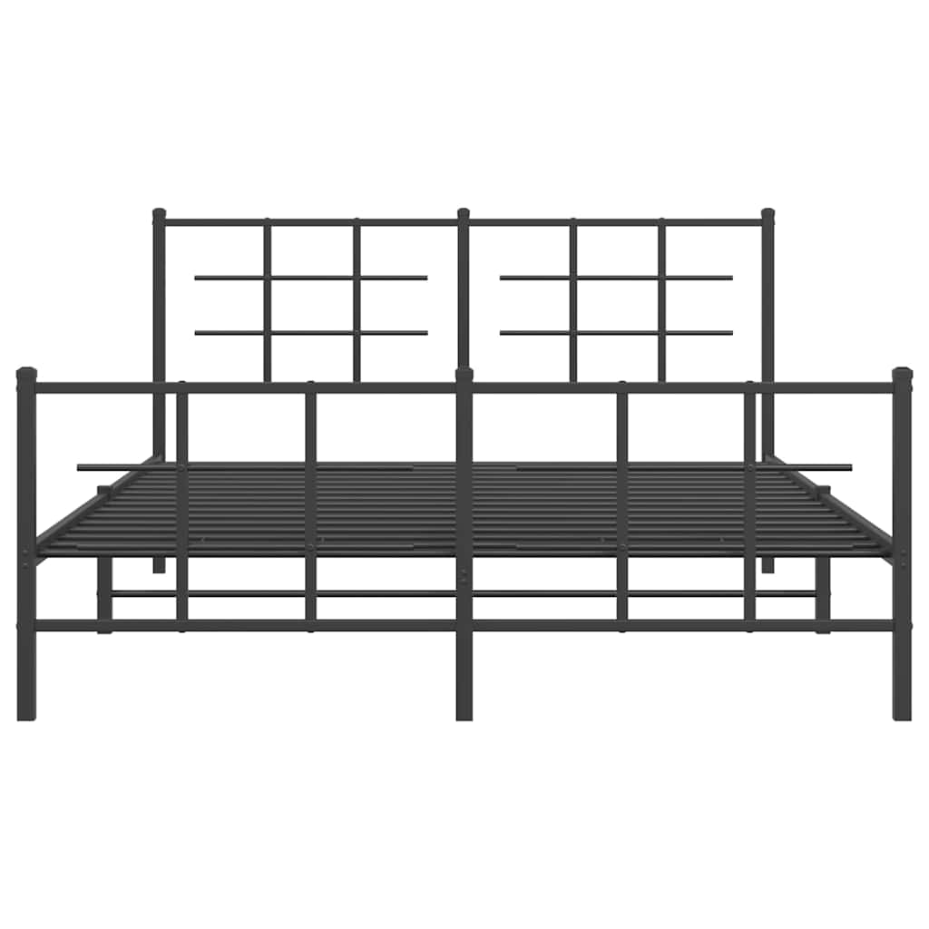 Metal Bed Frame without Mattress with Footboard Black 150x200cm
