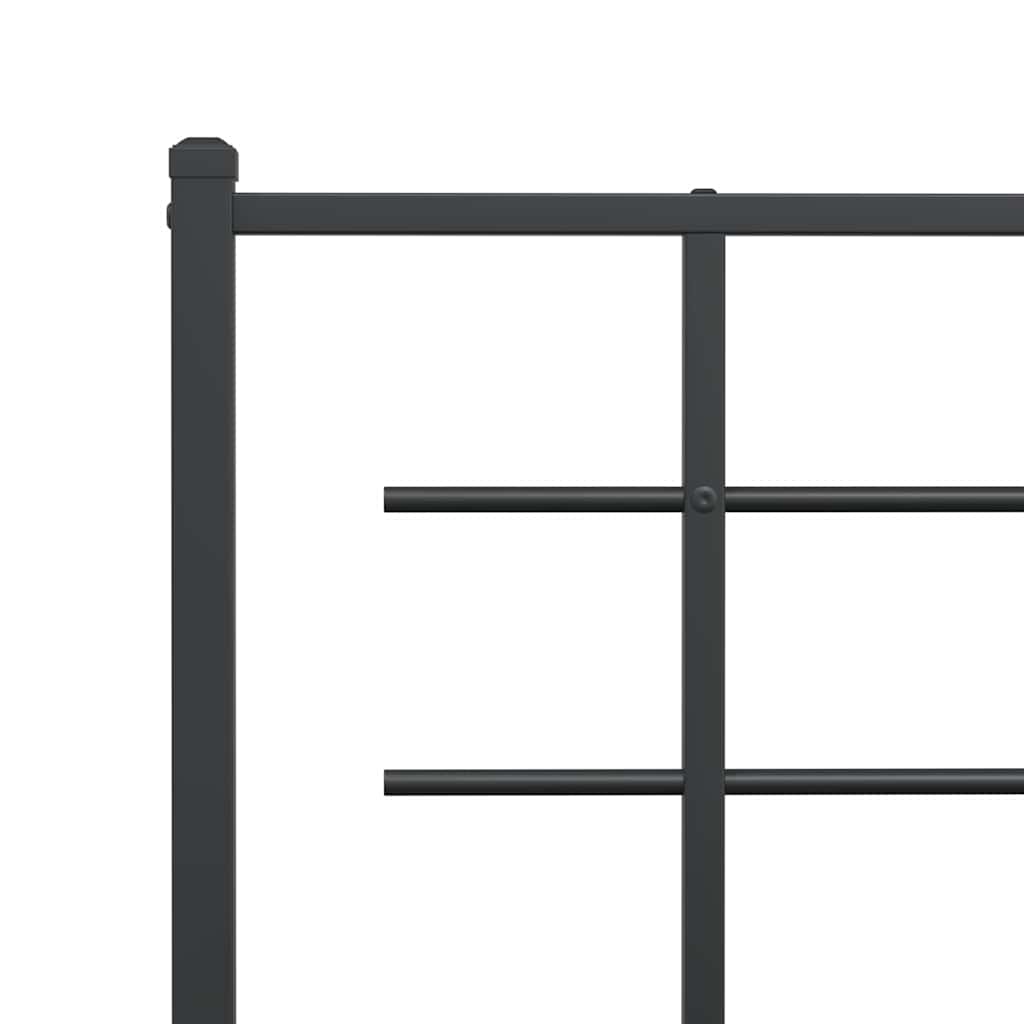 Metal Bed Frame without Mattress with Footboard Black 150x200cm