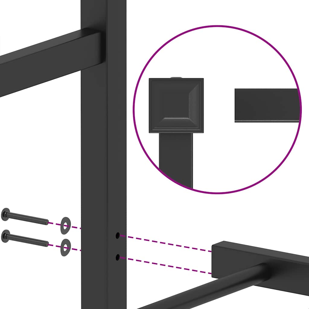 Metal Bed Frame without Mattress with Footboard Black 150x200cm
