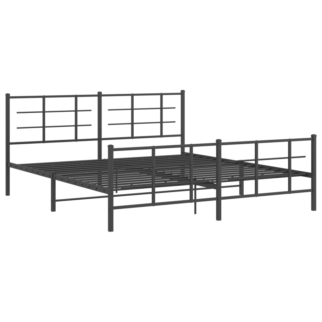 vidaXL Metal Bed Frame without Mattress with Footboard Black 180x200cm