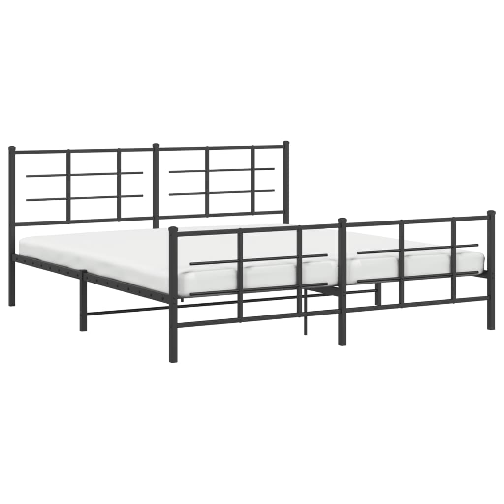 vidaXL Metal Bed Frame without Mattress with Footboard Black 180x200cm