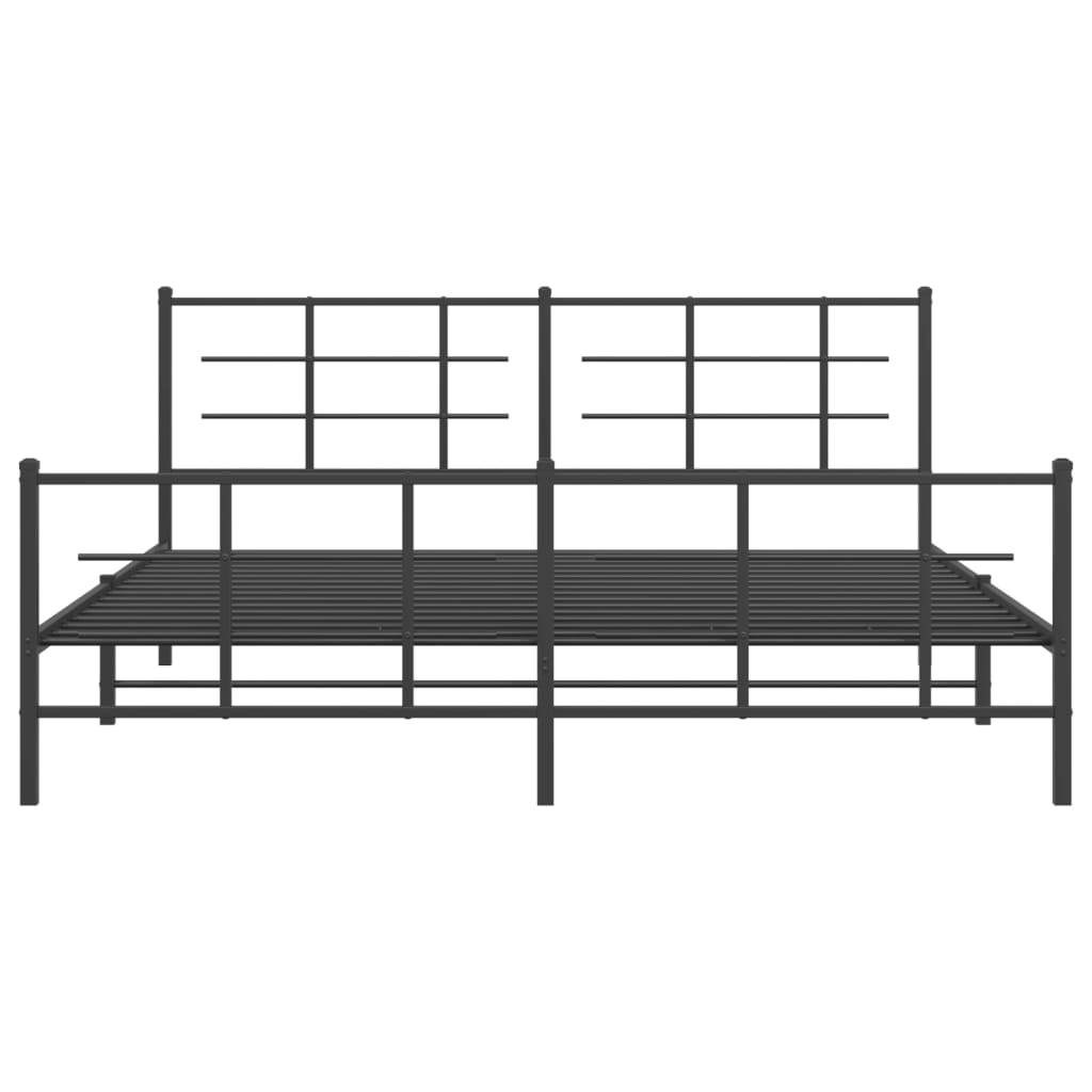 vidaXL Metal Bed Frame without Mattress with Footboard Black 180x200cm