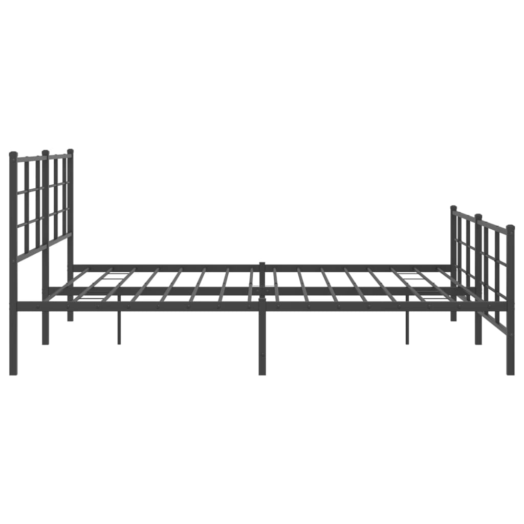 vidaXL Metal Bed Frame without Mattress with Footboard Black 180x200cm