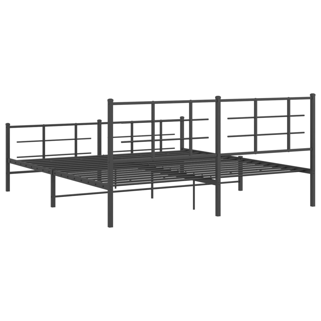 vidaXL Metal Bed Frame without Mattress with Footboard Black 180x200cm