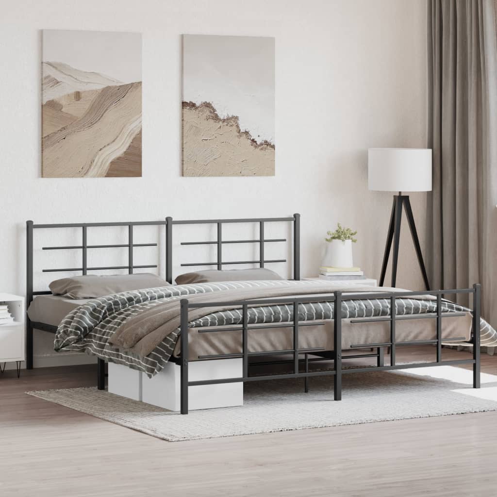 Bed Frame | Black | Steel | Double | Bed Frame | Rectangular | Modern
