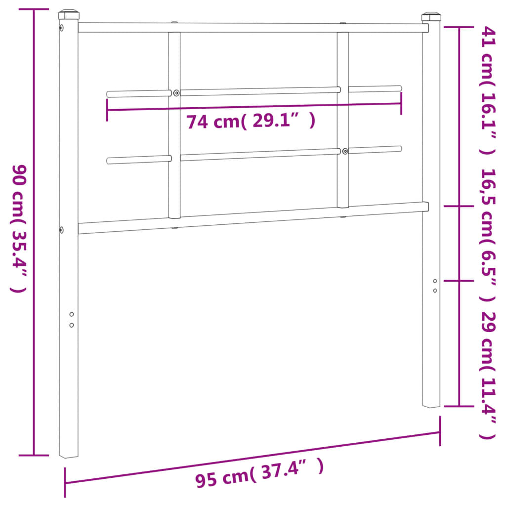 vidaXL Metal Headboard Black 90 cm