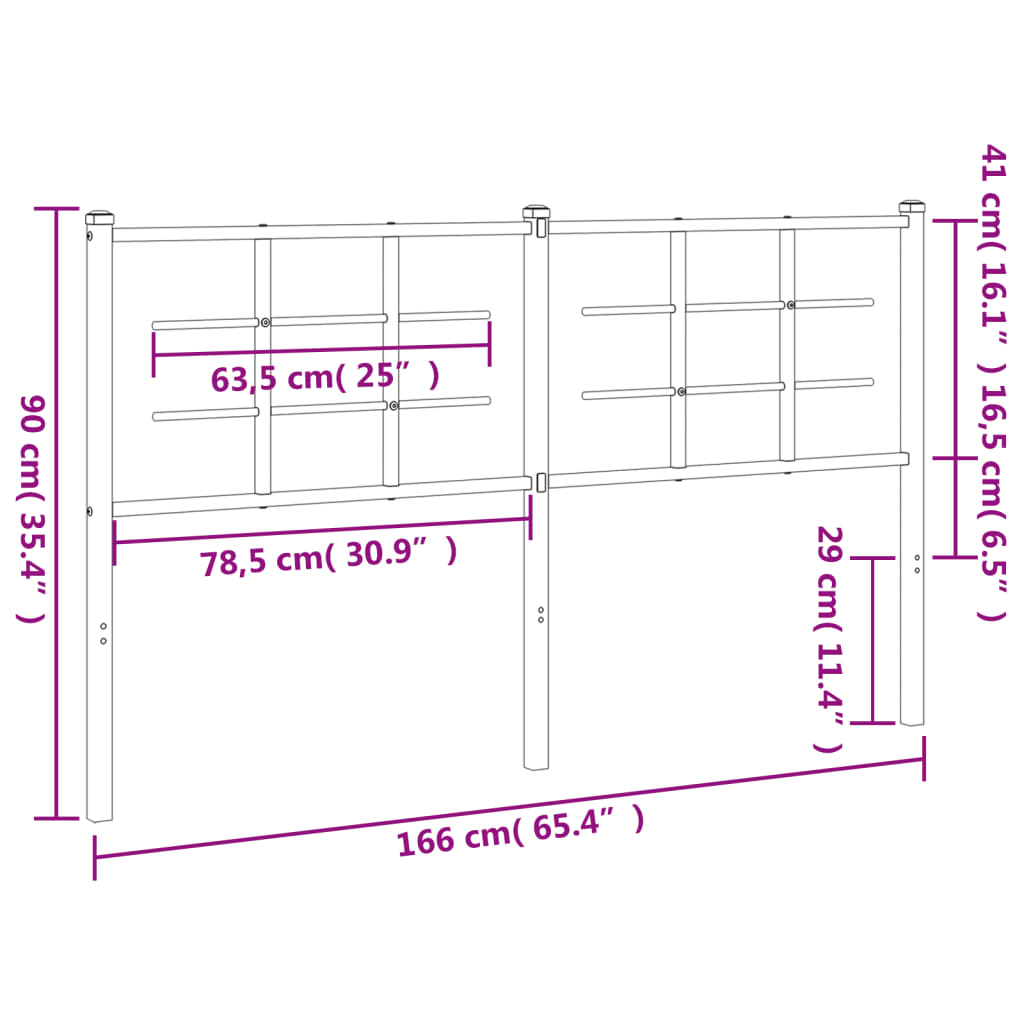 vidaXL Metal Headboard Black 160 cm