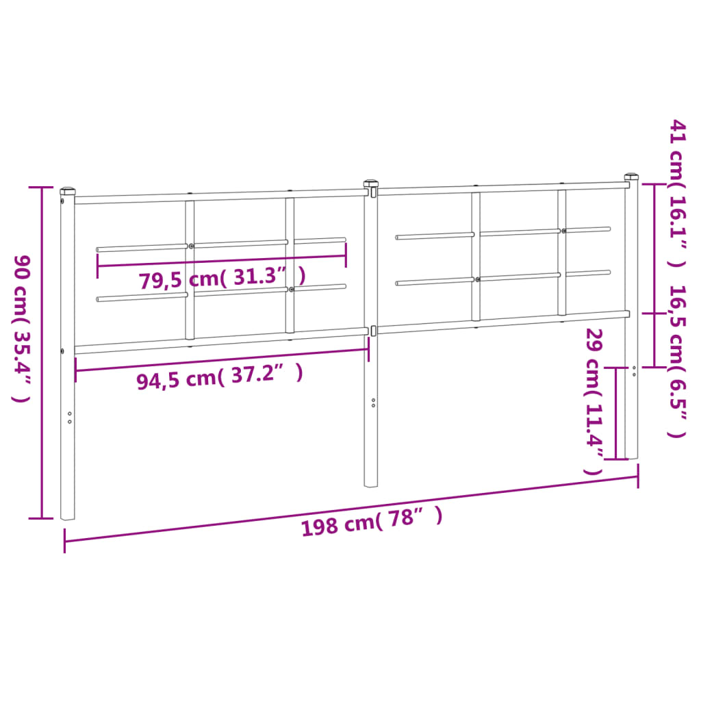 Metal Replace Headboard Black 193 cm