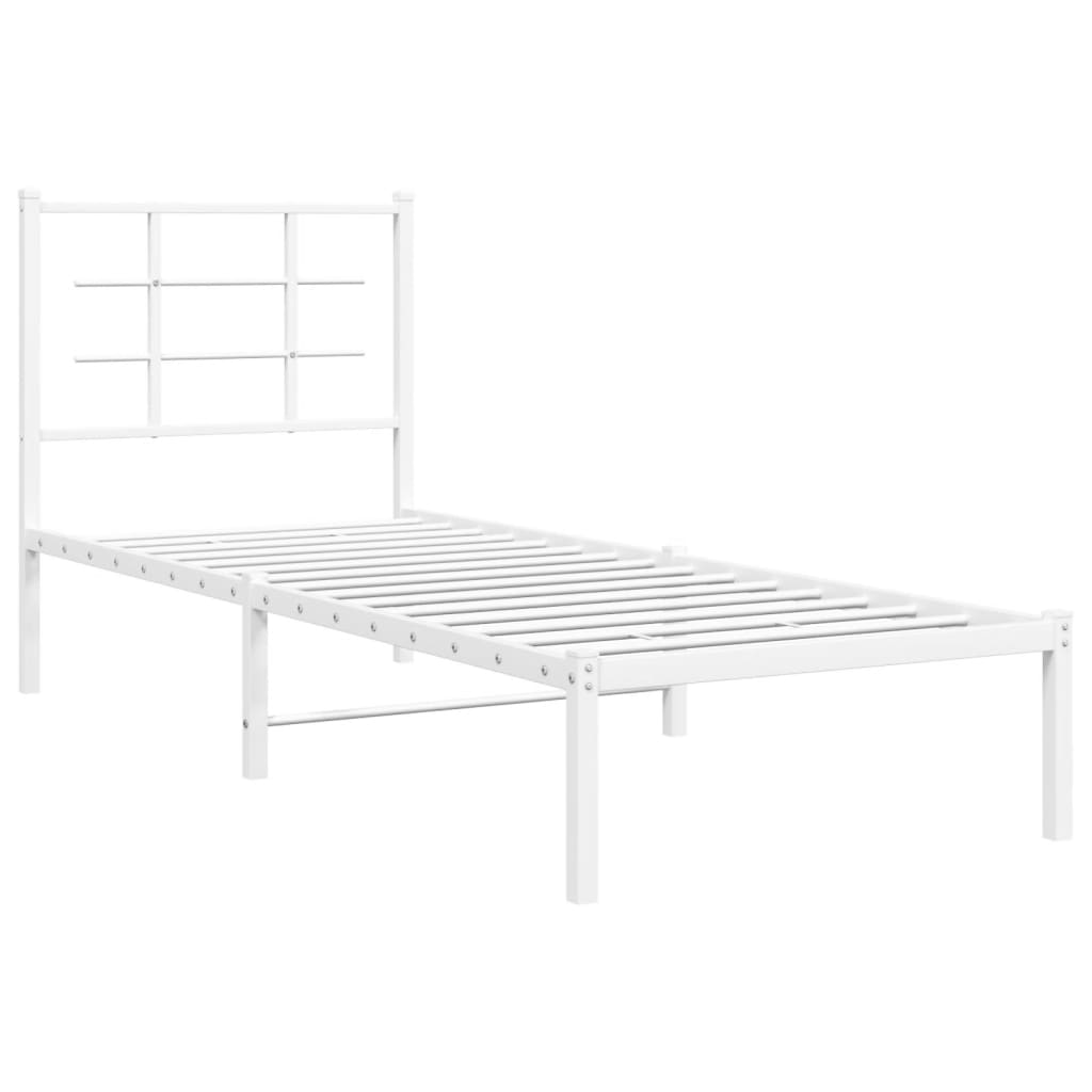 vidaXL Metal Bed Frame without Mattress with Headboard White 80x200cm