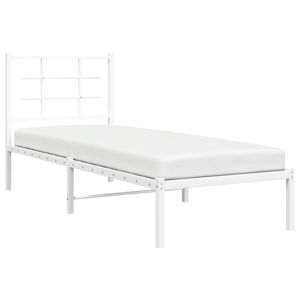 vidaXL Metal Bed Frame without Mattress with Headboard White 80x200cm