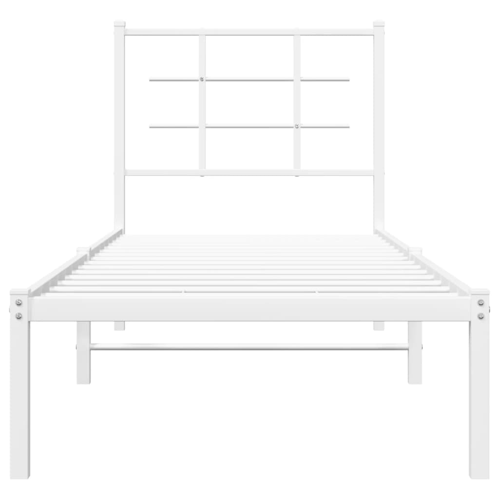 vidaXL Metal Bed Frame without Mattress with Headboard White 80x200cm