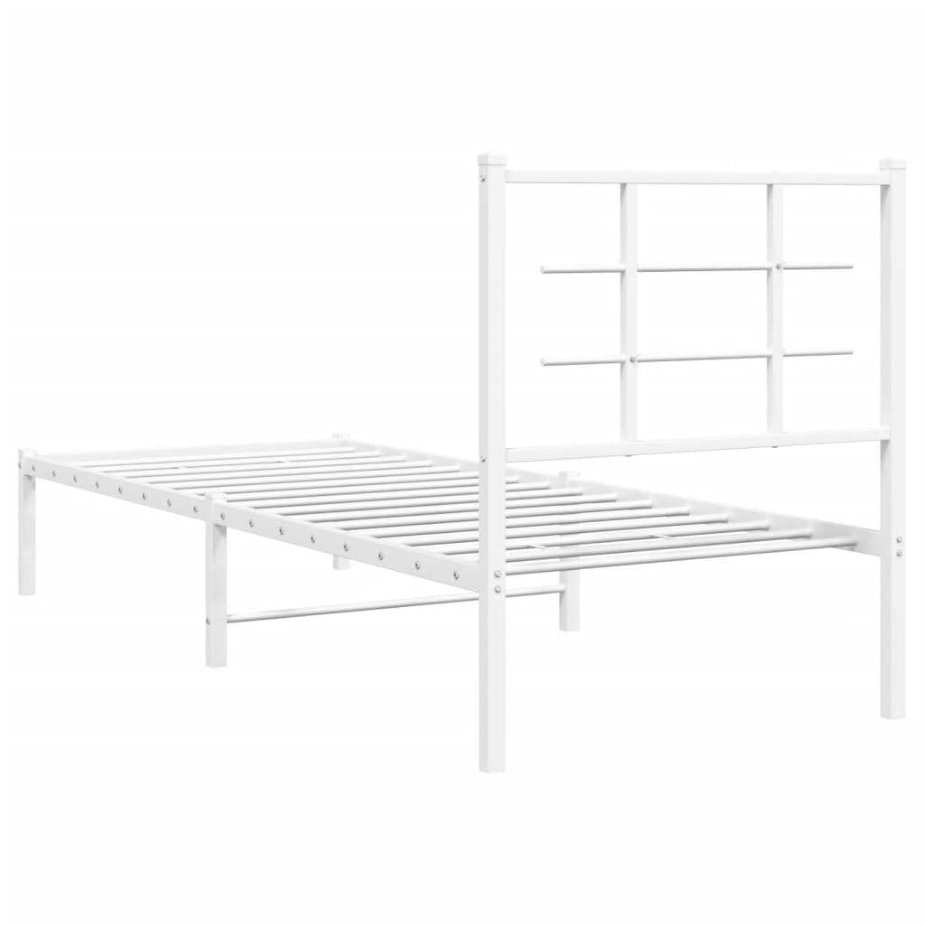 vidaXL Metal Bed Frame without Mattress with Headboard White 80x200cm