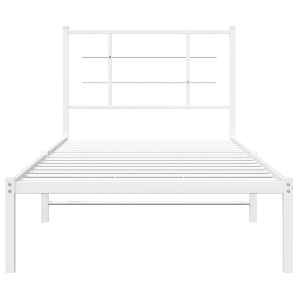 vidaXL Metal Bed Frame without Mattress with Headboard White 90x200cm