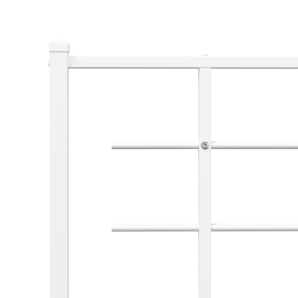 vidaXL Metal Bed Frame without Mattress with Headboard White 90x200cm