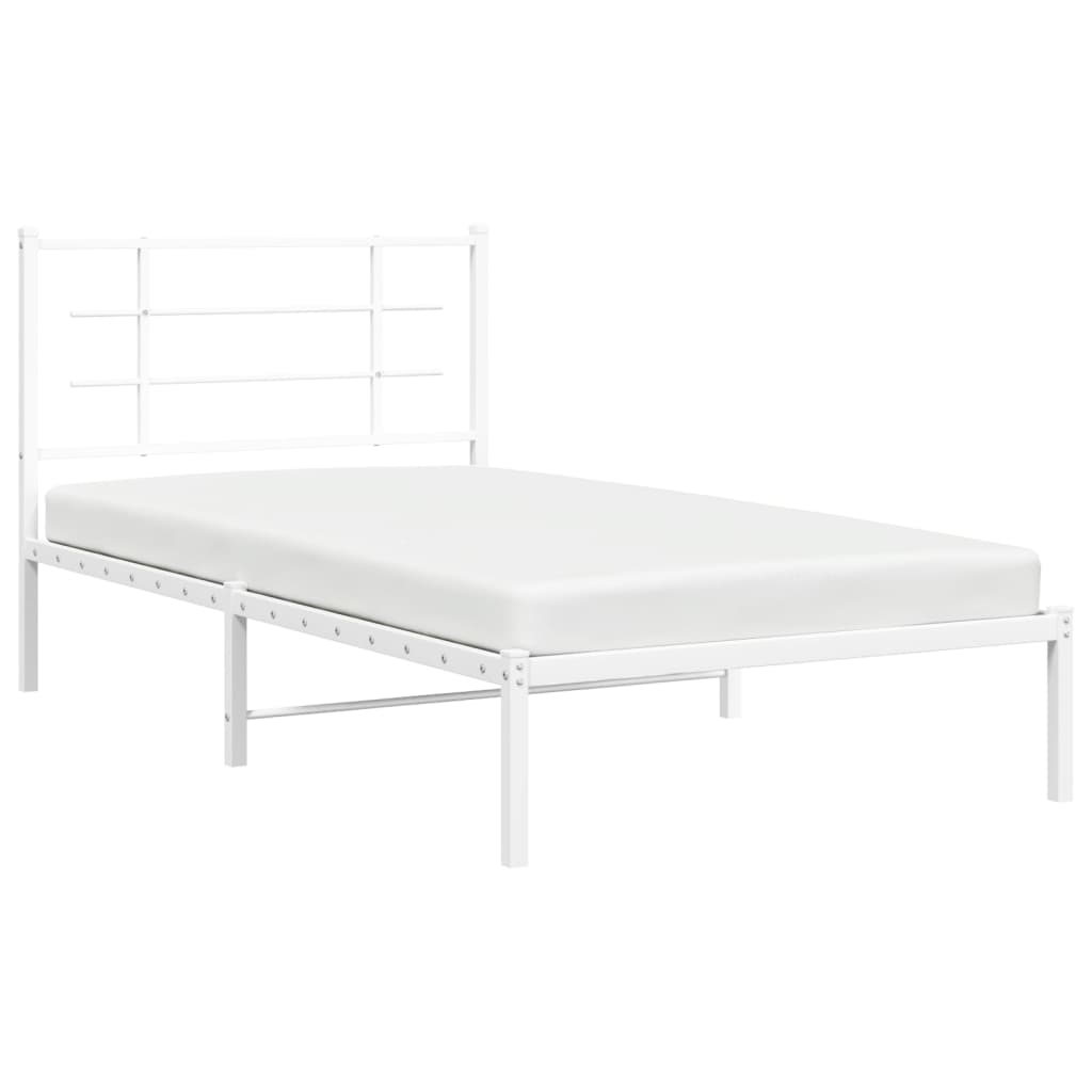 vidaXL Metal Bed Frame without Mattress with Headboard White 100x190cm