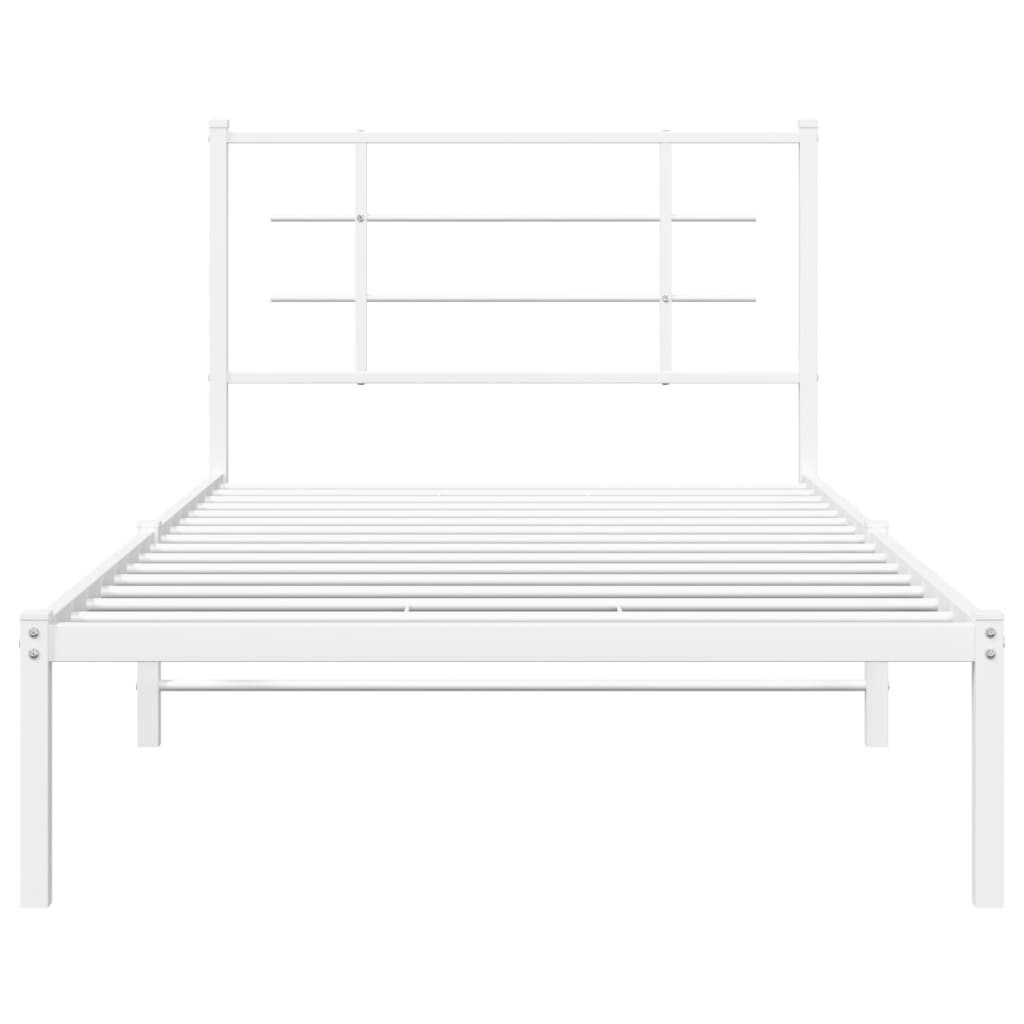 vidaXL Metal Bed Frame without Mattress with Headboard White 100x190cm