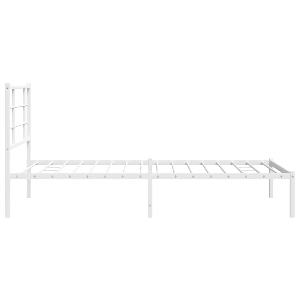 vidaXL Metal Bed Frame without Mattress with Headboard White 100x190cm