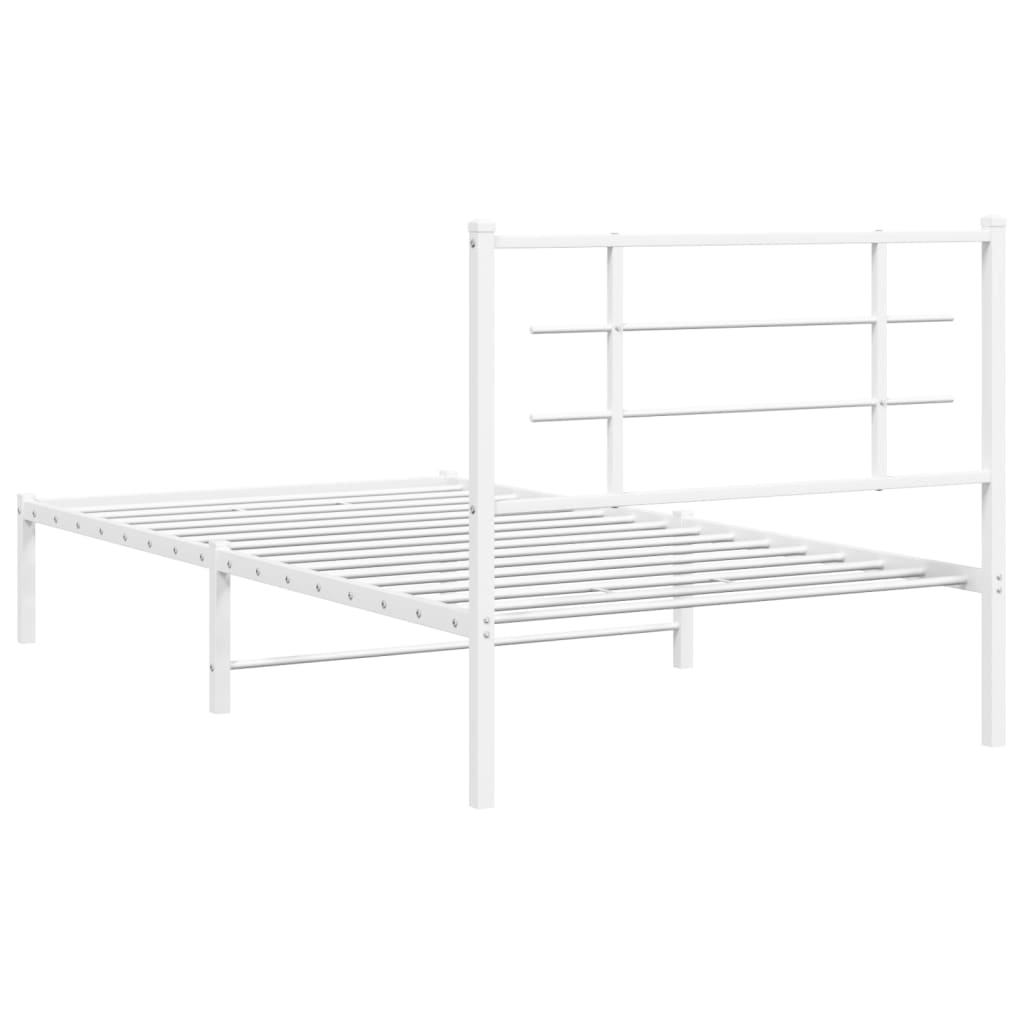 vidaXL Metal Bed Frame without Mattress with Headboard White 100x190cm