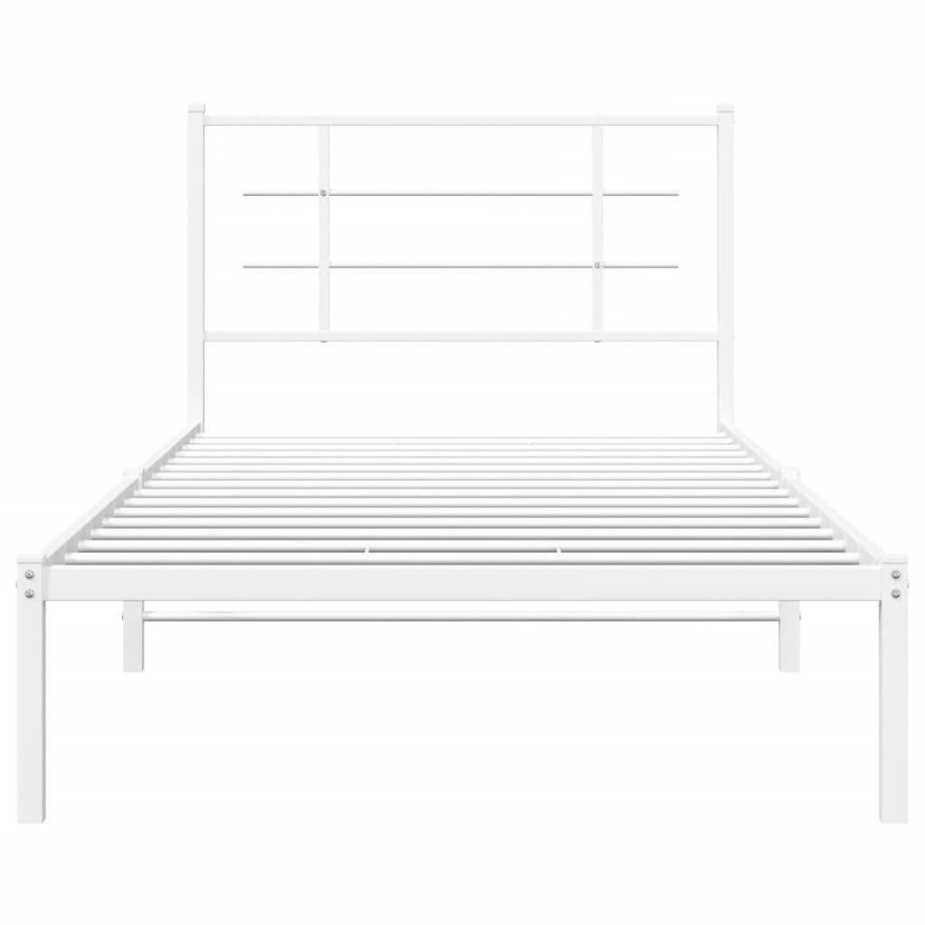 vidaXL Metal Bed Frame without Mattress with Headboard White 100x200cm