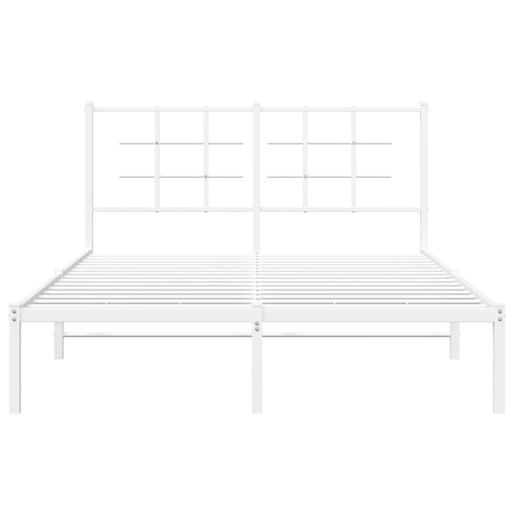 vidaXL Metal Bed Frame without Mattress with Headboard White 140x190cm