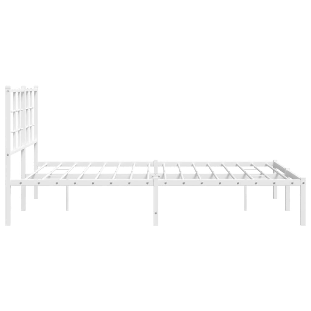 vidaXL Metal Bed Frame without Mattress with Headboard White 140x190cm