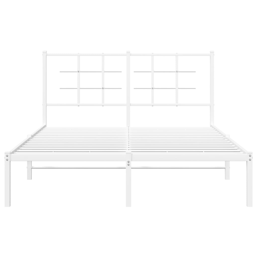 vidaXL Metal Bed Frame without Mattress with Headboard White 140x200 cm