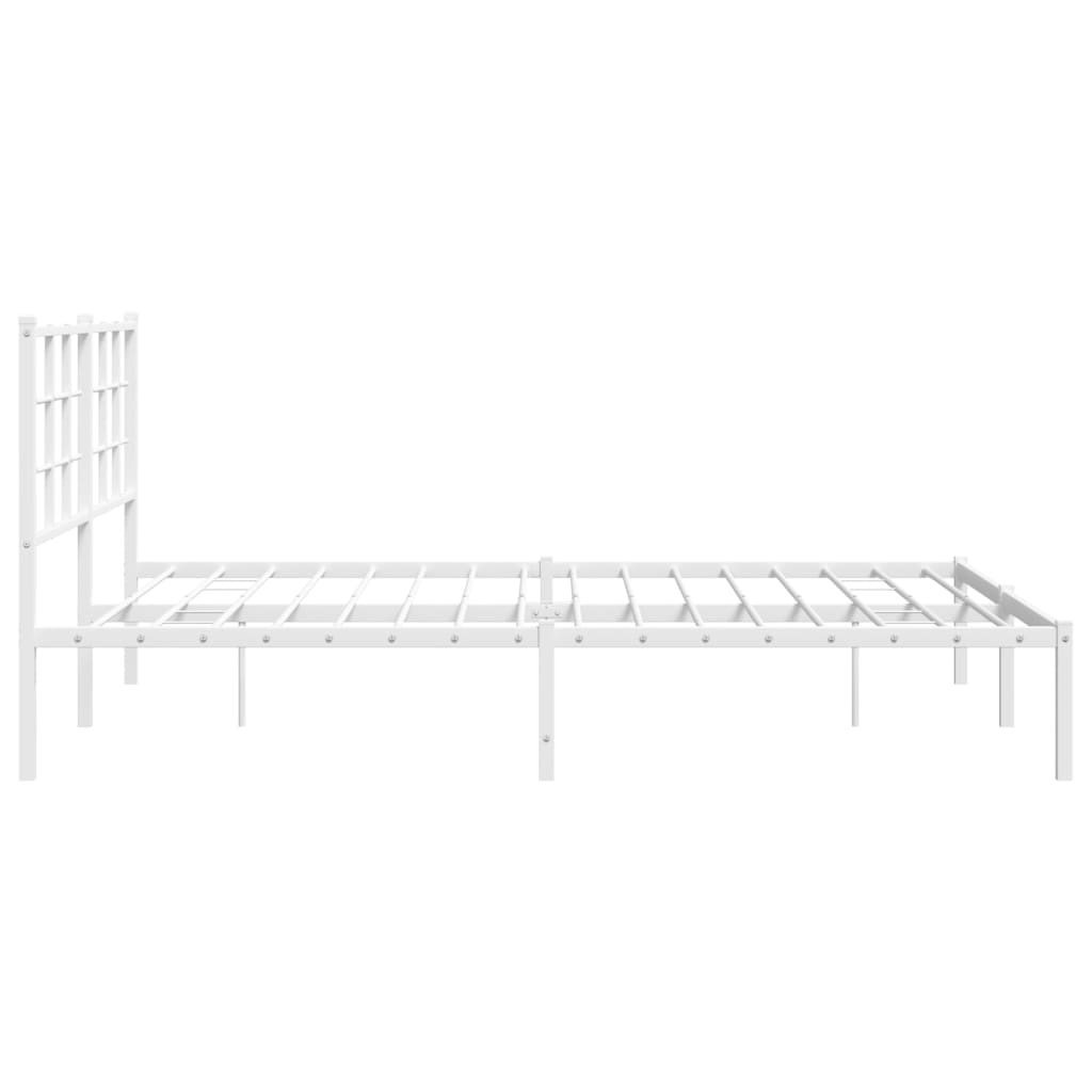 vidaXL Metal Bed Frame without Mattress with Headboard White 150x200cm