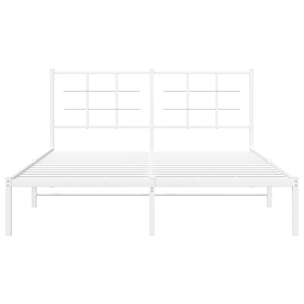 vidaXL Metal Bed Frame without Mattress with Headboard White 160x200cm