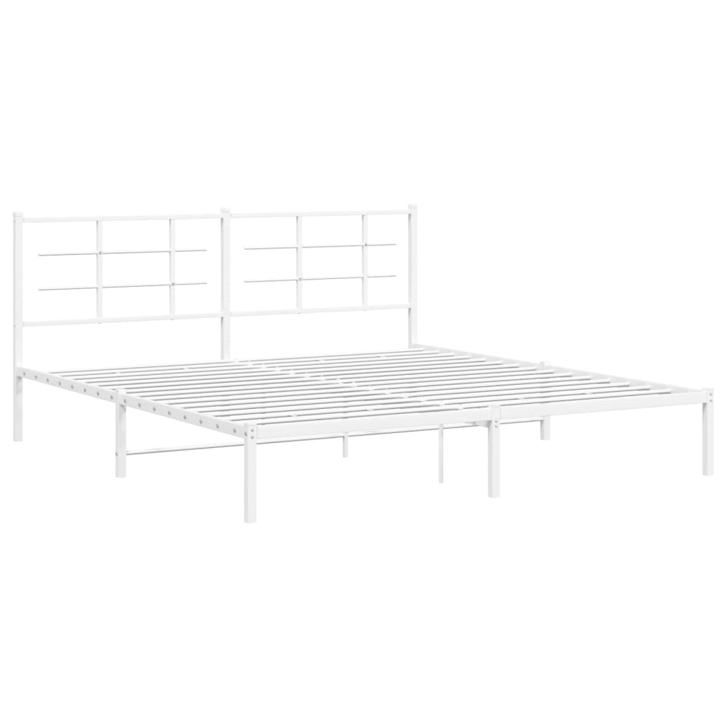 vidaXL Metal Bed Frame without Mattress with Headboard White 180x200cm