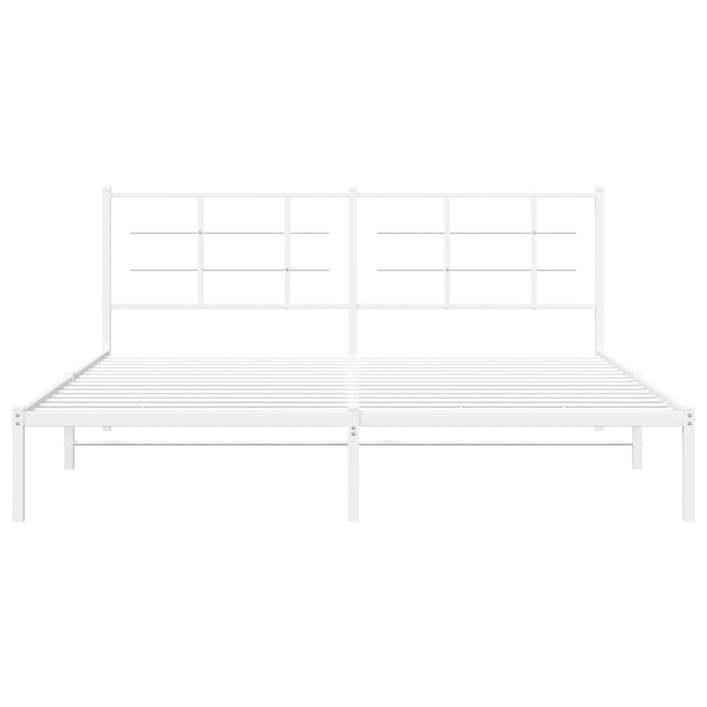 vidaXL Metal Bed Frame without Mattress with Headboard White 180x200cm