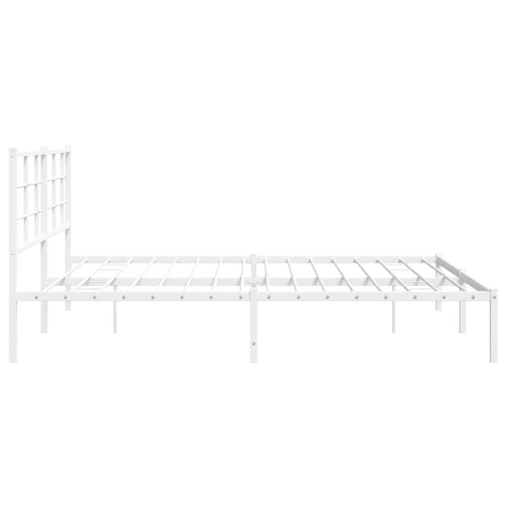 vidaXL Metal Bed Frame without Mattress with Headboard White 180x200cm