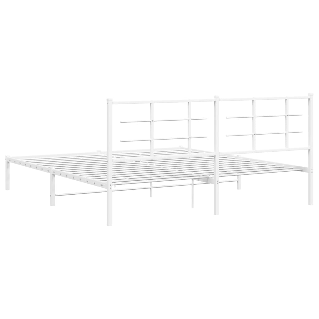 vidaXL Metal Bed Frame without Mattress with Headboard White 180x200cm