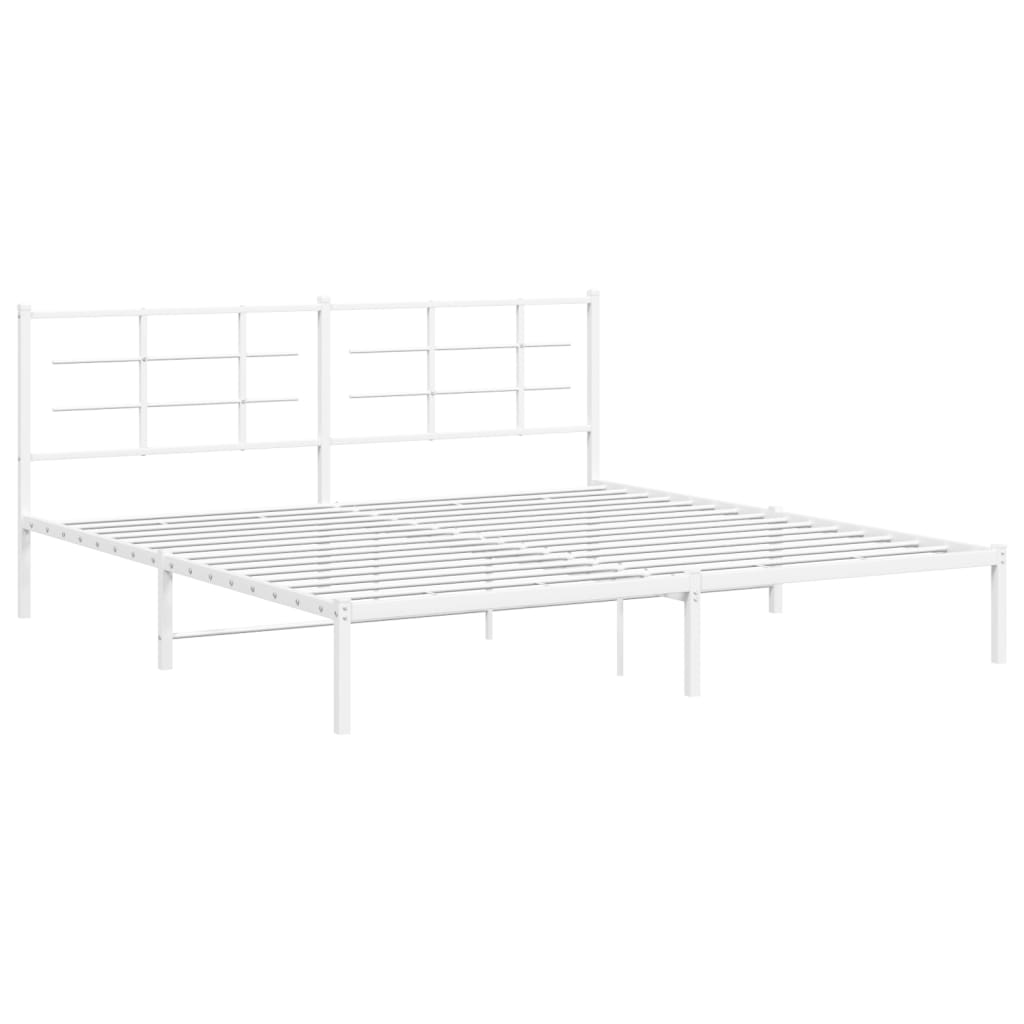 vidaXL Metal Bed Frame without Mattress with Headboard White 193x203cm