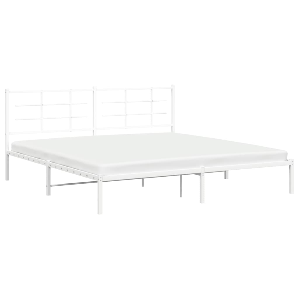 vidaXL Metal Bed Frame without Mattress with Headboard White 193x203cm