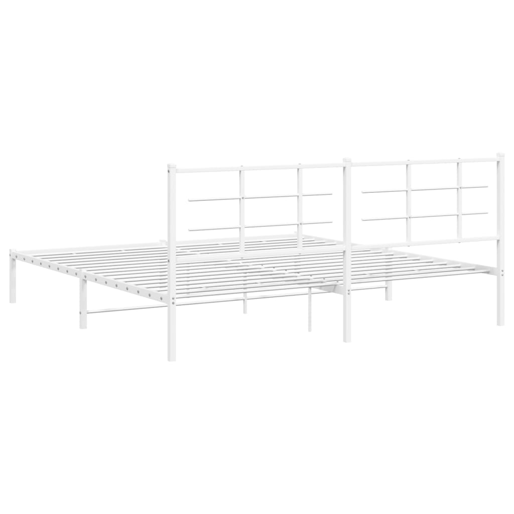 vidaXL Metal Bed Frame without Mattress with Headboard White 193x203cm