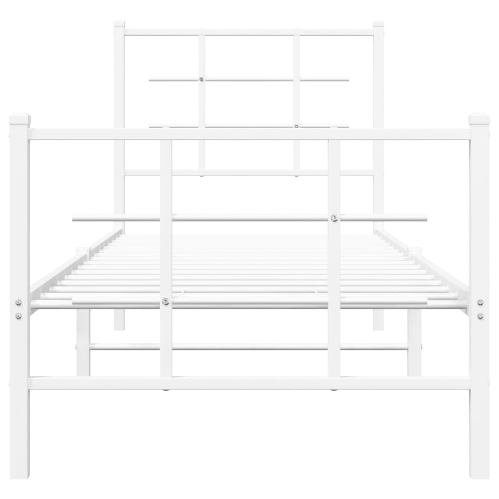 vidaXL Metal Bed Frame without Mattress with Footboard White 75x190cm