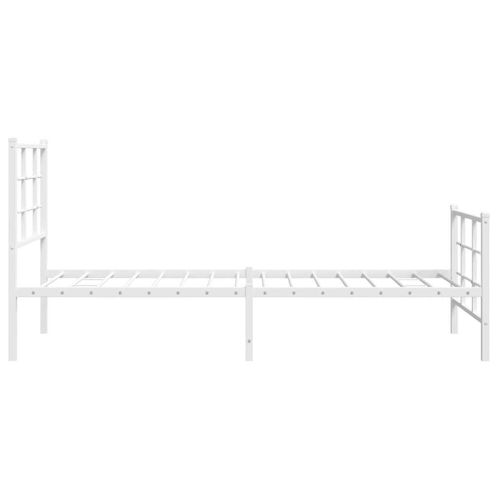 vidaXL Metal Bed Frame without Mattress with Footboard White 75x190cm