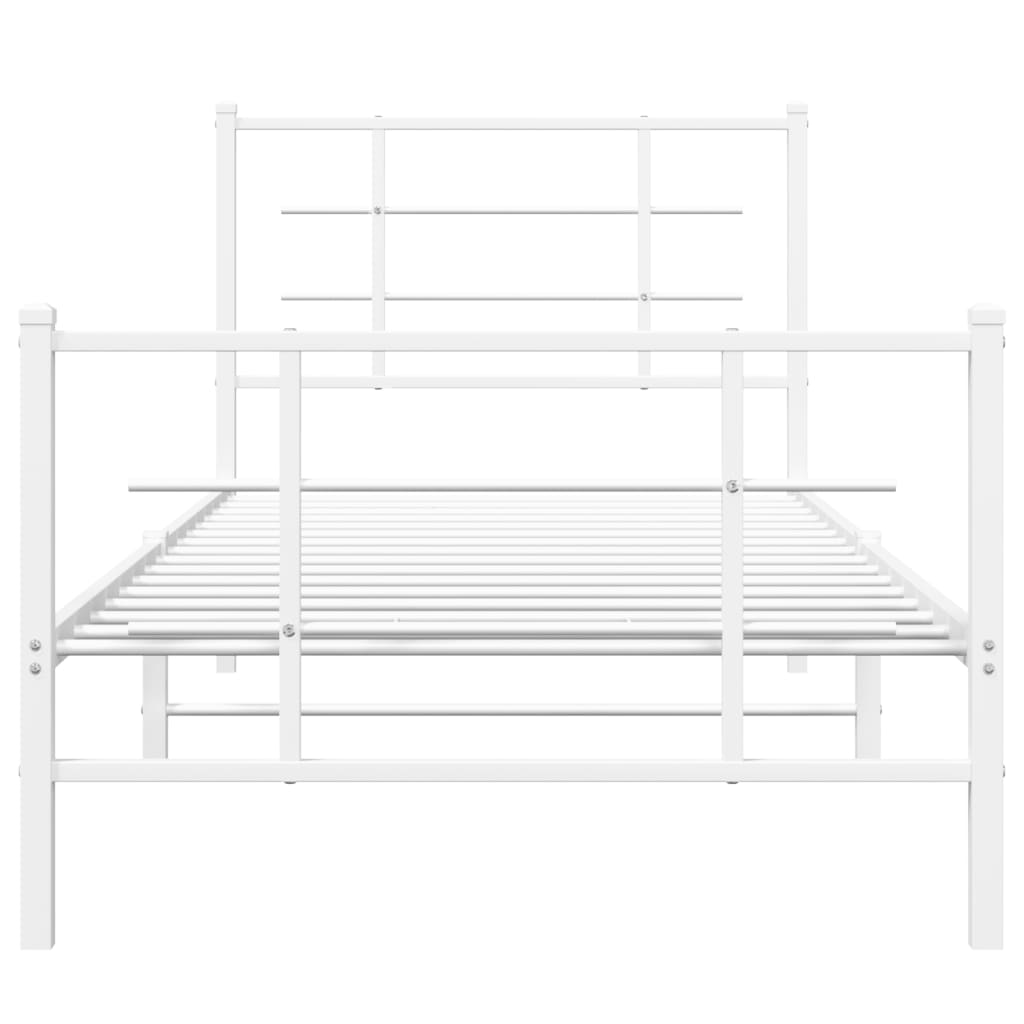 vidaXL Metal Bed Frame without Mattress with Footboard White 90x190cm