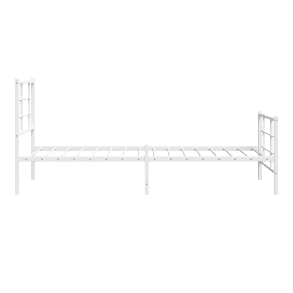 vidaXL Metal Bed Frame without Mattress with Footboard White 90x190cm