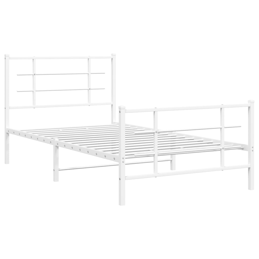 vidaXL Metal Bed Frame without Mattress with Footboard White 100x200cm