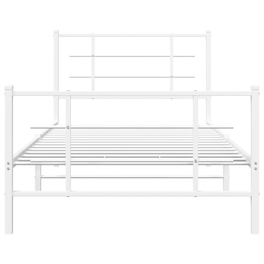 vidaXL Metal Bed Frame without Mattress with Footboard White 100x200cm