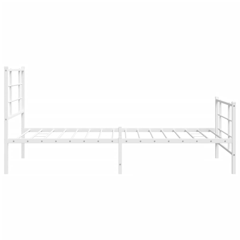 vidaXL Metal Bed Frame without Mattress with Footboard White 100x200cm