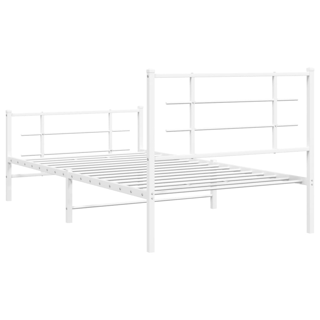 vidaXL Metal Bed Frame without Mattress with Footboard White 100x200cm