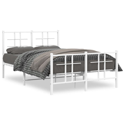 vidaXL Metal Bed Frame without Mattress with Footboard White 120x190cm