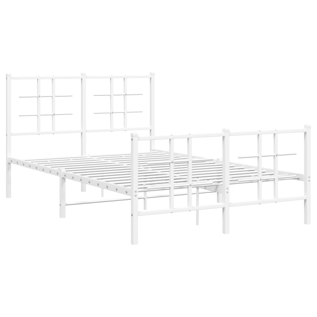 vidaXL Metal Bed Frame without Mattress with Footboard White 120x200cm