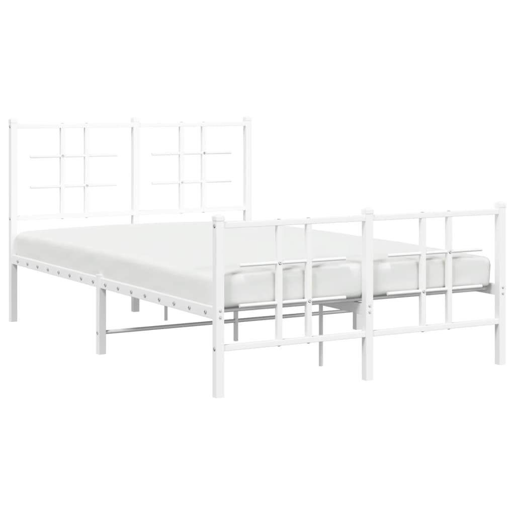 vidaXL Metal Bed Frame without Mattress with Footboard White 120x200cm